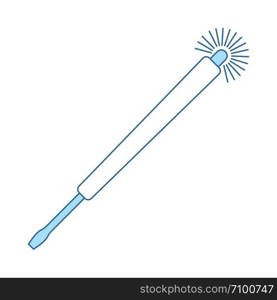 Electricity Test Screwdriver Icon. Thin Line With Blue Fill Design. Vector Illustration.