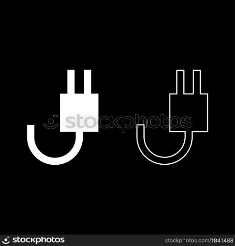 Electrick fork with wire icon white color vector illustration flat style simple image set. Electricfork with wire icon white color vector illustration flat style image set