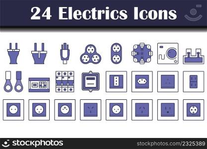 Electrics Icon Set. Editable Bold Outline With Color Fill Design. Vector Illustration.