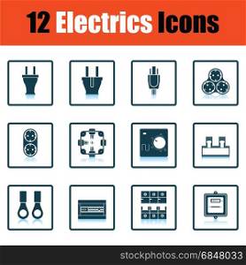 Electrics icon set. Shadow reflection design. Vector illustration.