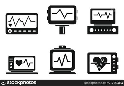 Electrocardiogram icons set. Simple set of electrocardiogram vector icons for web design on white background. Electrocardiogram icons set, simple style