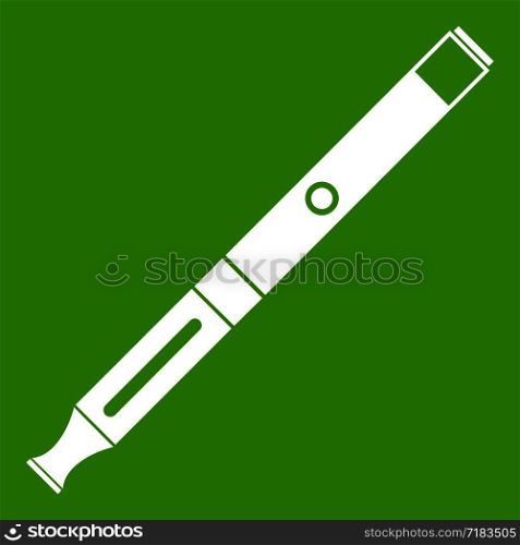 Electronic cigarette icon white isolated on green background. Vector illustration. Electronic cigarette icon green