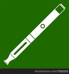 Electronic cigarette icon white isolated on green background. Vector illustration. Electronic cigarette icon green