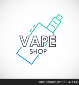 Electronic cigarette sign.Line vape device icon. Vector emblem for vape shop or retail.