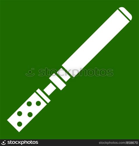Electronic cigarette with cartridges icon white isolated on green background. Vector illustration. Electronic cigarette with cartridges icon green
