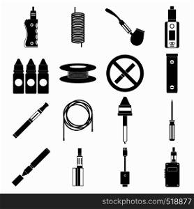 Electronic cigarettes icons set in simple style on a white background. Electronic cigarettes icons set, simple style