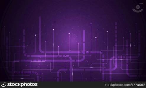 Electronic circuit design on a dark purple background.