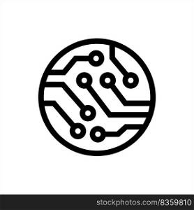 Electronic Circuit Icon, Printed Conductive Wire Traces Circuit Vector Art Illustration