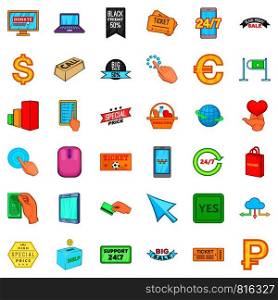 Electronic commerce icons set. Cartoon style of 36 electronic commerce vector icons for web isolated on white background. Electronic commerce icons set, cartoon style