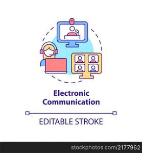 Electronic communication concept icon. Online seminars and video conferences abstract idea thin line illustration. Isolated outline drawing. Editable stroke. Arial, Myriad Pro-Bold fonts used. Electronic communication concept icon