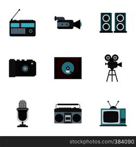 Electronic communication icons set. Flat illustration of 9 electronic communication vector icons for web. Electronic communication icons set, flat style