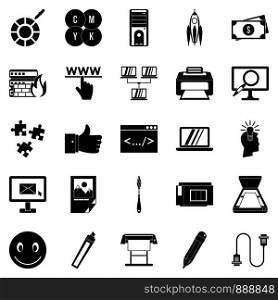 Electronic computer icons set. Simple set of 25 electronic computer vector icons for web isolated on white background. Electronic computer icons set, simple style