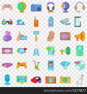 Electronic device icons set. Cartoon style of 36 electronic device vector icons for web for any design. Electronic device icons set, cartoon style