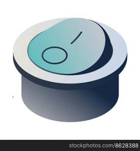 Electronic device or gadget, isolated realistic on and off button. Turning and switching to start or finish command. Remote controller, rounded shape of knob piece. Vector in flat style illustration. On and off button of electronic device, vector