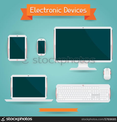 Electronic devices - computer laptop tablet and phone.