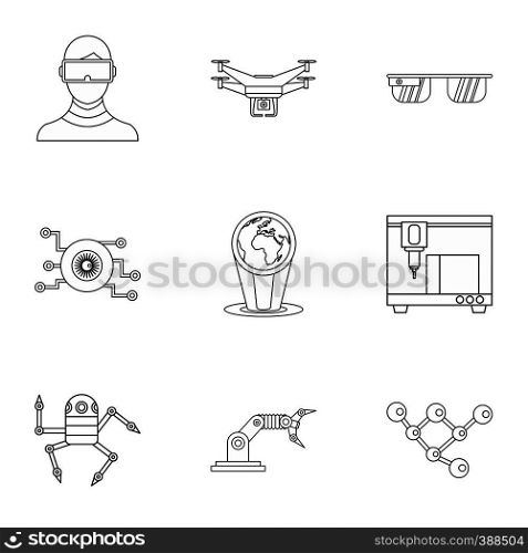 Electronic devices of future icons set. Outline illustration of 9 electronic devices of future vector icons for web. Electronic devices of future icons set