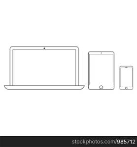 Electronic devices set line style. Eps10 vector. Electronic devices set line style