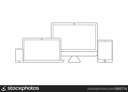 Electronic devices set line style. Eps10 vector. Electronic devices set line style