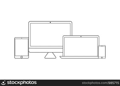Electronic devices set line style. Eps10 vector. Electronic devices set line style