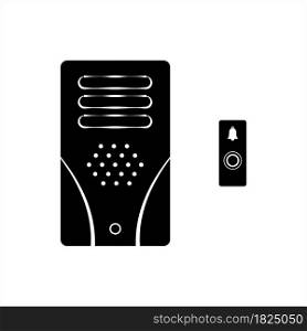 Electronic Doorbell Icon, Musical Rhyme Sound Doorbell Icon Vector Art Illustration