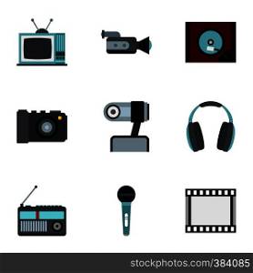 Electronic equipment icons set. Flat illustration of 9 electronic equipment vector icons for web. Electronic equipment icons set, flat style