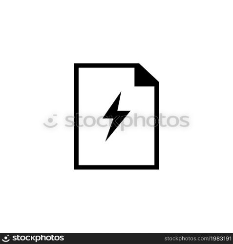 Electronic Flash Document, File and Lighting Bolt. Flat Vector Icon illustration. Simple black symbol on white background. Electronic Flash Document sign design template for web and mobile UI element. Electronic Flash Document, File and Lighting Bolt. Flat Vector Icon illustration. Simple black symbol on white background. Electronic Flash Document sign design template for web and mobile UI element.