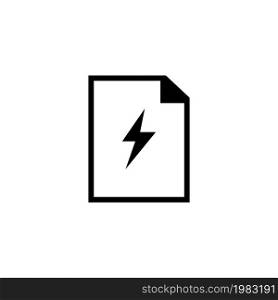 Electronic Flash Document, File and Lighting Bolt. Flat Vector Icon illustration. Simple black symbol on white background. Electronic Flash Document sign design template for web and mobile UI element. Electronic Flash Document, File and Lighting Bolt. Flat Vector Icon illustration. Simple black symbol on white background. Electronic Flash Document sign design template for web and mobile UI element.