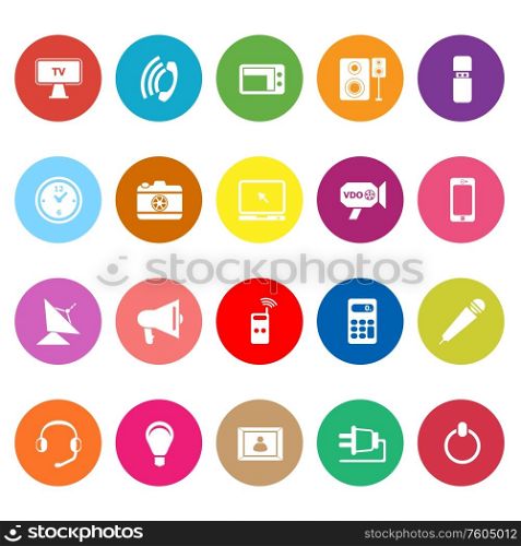 Electronic flat icons on white background, stock vector
