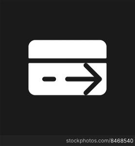 Electronic funds transfer dark mode glyph ui icon. Electronic operation. User interface design. White silhouette symbol on black space. Solid pictogram for web, mobile. Vector isolated illustration. Electronic funds transfer dark mode glyph ui icon