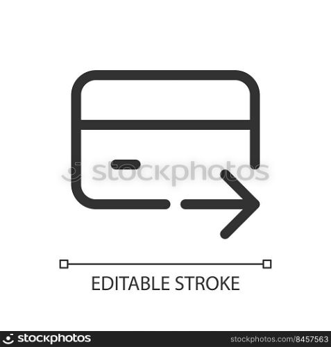 Electronic funds transfer pixel perfect linear ui icon. Money transaction and payment. GUI, UX design. Outline isolated user interface element for app and web. Editable stroke. Arial font used. Electronic funds transfer pixel perfect linear ui icon
