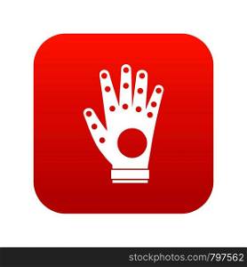 Electronic glove icon digital red for any design isolated on white vector illustration. Electronic glove icon digital red