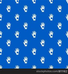 Electronic glove pattern repeat seamless in blue color for any design. Vector geometric illustration. Electronic glove pattern seamless blue