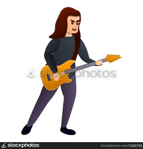Electronic guitar singer icon. Cartoon of electronic guitar singer vector icon for web design isolated on white background. Electronic guitar singer icon, cartoon style