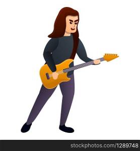 Electronic guitar singer icon. Cartoon of electronic guitar singer vector icon for web design isolated on white background. Electronic guitar singer icon, cartoon style