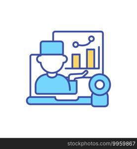 Electronic health record RGB color icon. Online patient treatment. Clinic report presentation on computer screen. Electronic healthcare. Telehealth service. Isolated vector illustration. Electronic health record RGB color icon