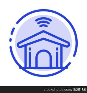 Electronic, Home, Smart, Technology Blue Dotted Line Line Icon