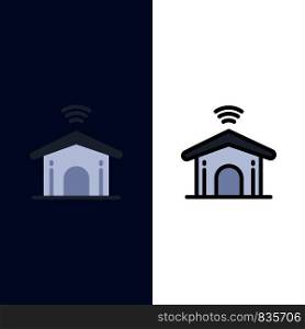 Electronic, Home, Smart, Technology Icons. Flat and Line Filled Icon Set Vector Blue Background