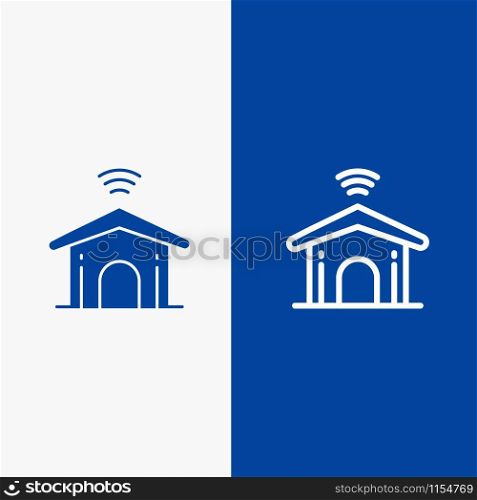 Electronic, Home, Smart, Technology Line and Glyph Solid icon Blue banner Line and Glyph Solid icon Blue banner