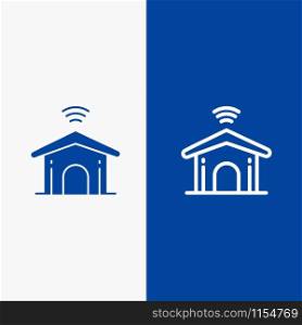Electronic, Home, Smart, Technology Line and Glyph Solid icon Blue banner Line and Glyph Solid icon Blue banner