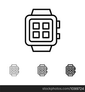 Electronic, Home, Smart, Technology, Watch Bold and thin black line icon set