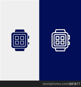 Electronic, Home, Smart, Technology, Watch Line and Glyph Solid icon Blue banner Line and Glyph Solid icon Blue banner