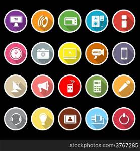 Electronic icons with long shadow, stock vector