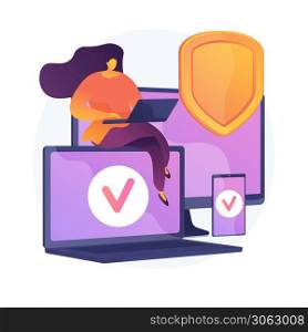 Electronic insurance hardware. Digital insurers website, responsive web design, malware protection software. Gadgets security assurance. Vector isolated concept metaphor illustration. Electronic device insurance vector concept metaphor