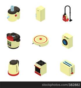 Electronic kitchen equipment icons set. Cartoon illustration of 9 electronic kitchen equipment vector icons for web. Electronic kitchen equipment icons set