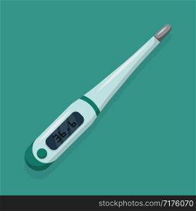 electronic medical thermometer with shadow, flat vector illustration. electronic medical thermometer with shadow, vector illustration