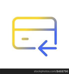 Electronic money refund pixel perfect gradient linear ui icon. Payment card. Banking and finance. Line color user interface symbol. Modern style pictogram. Vector isolated outline illustration. Electronic money refund pixel perfect gradient linear ui icon