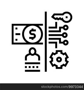 electronic money security line icon vector. electronic money security sign. isolated contour symbol black illustration. electronic money security line icon vector illustration