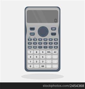 Electronic Scientific Calculator in flat style. Pocket calculators for science, math, and education, Digital keypad math device, vector illustration.