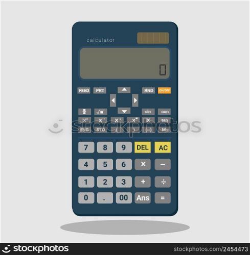Electronic Scientific Calculator in flat style. Pocket calculators for science, math, and education, Digital keypad math device, vector illustration.