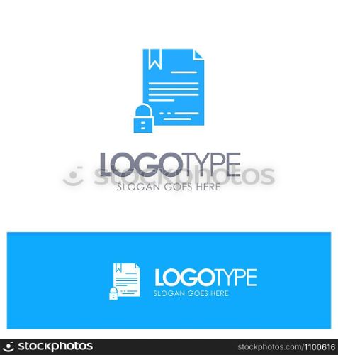 Electronic Signature, Contract, Digital, Document, Internet Blue Solid Logo with place for tagline